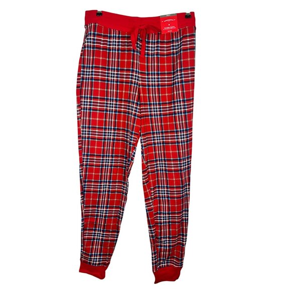 Retro Plaid Joggers Red M Festive Holiday Christmas Santa Preppy Classic Chic - Picture 1 of 7